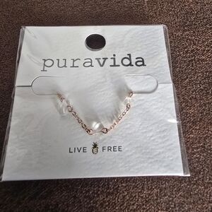 Pura Vida Rose Gold Chain Necklace with Clear Crystal Beads